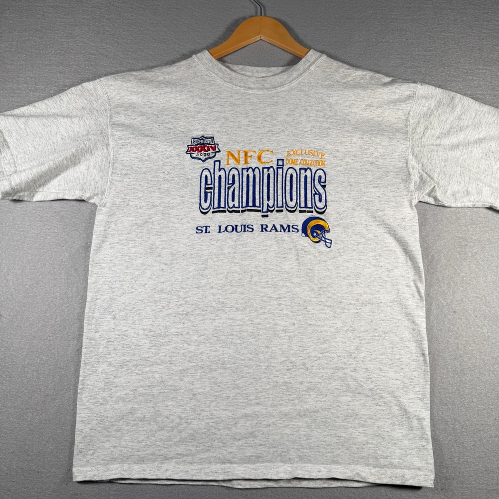 Vintage St Louis Rams 2000 NFC Champions Grey T-Shirt Mens Medium Puma